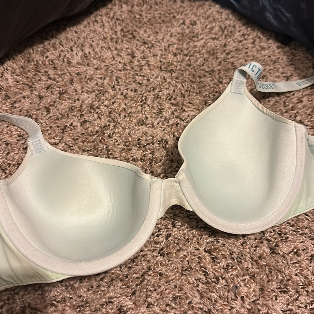 Victoria’s Secret T-Shirt Lightly Lined Full Coverage Light Blue Logo Straps Bra - Picture 6 of 8